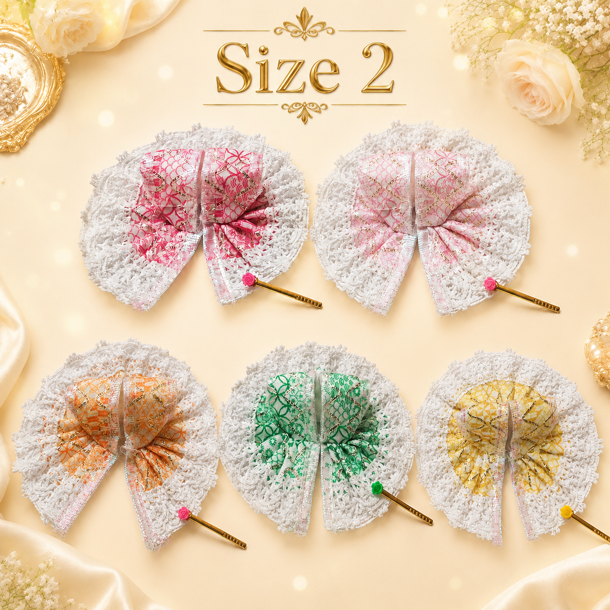 Laddu Gopal Poshak Pack of 5 Size 2 with 3 Murli & Tulsi Mala