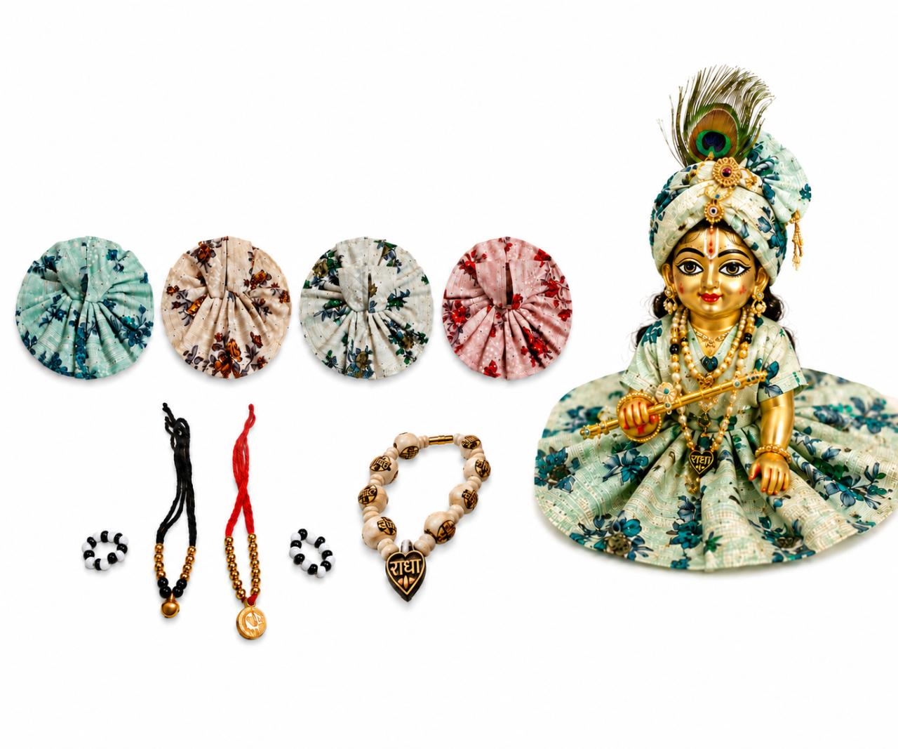 Laddu Gopal 4 Dresses with Free Tulsi Mala, Laddu Gopal Nazariya