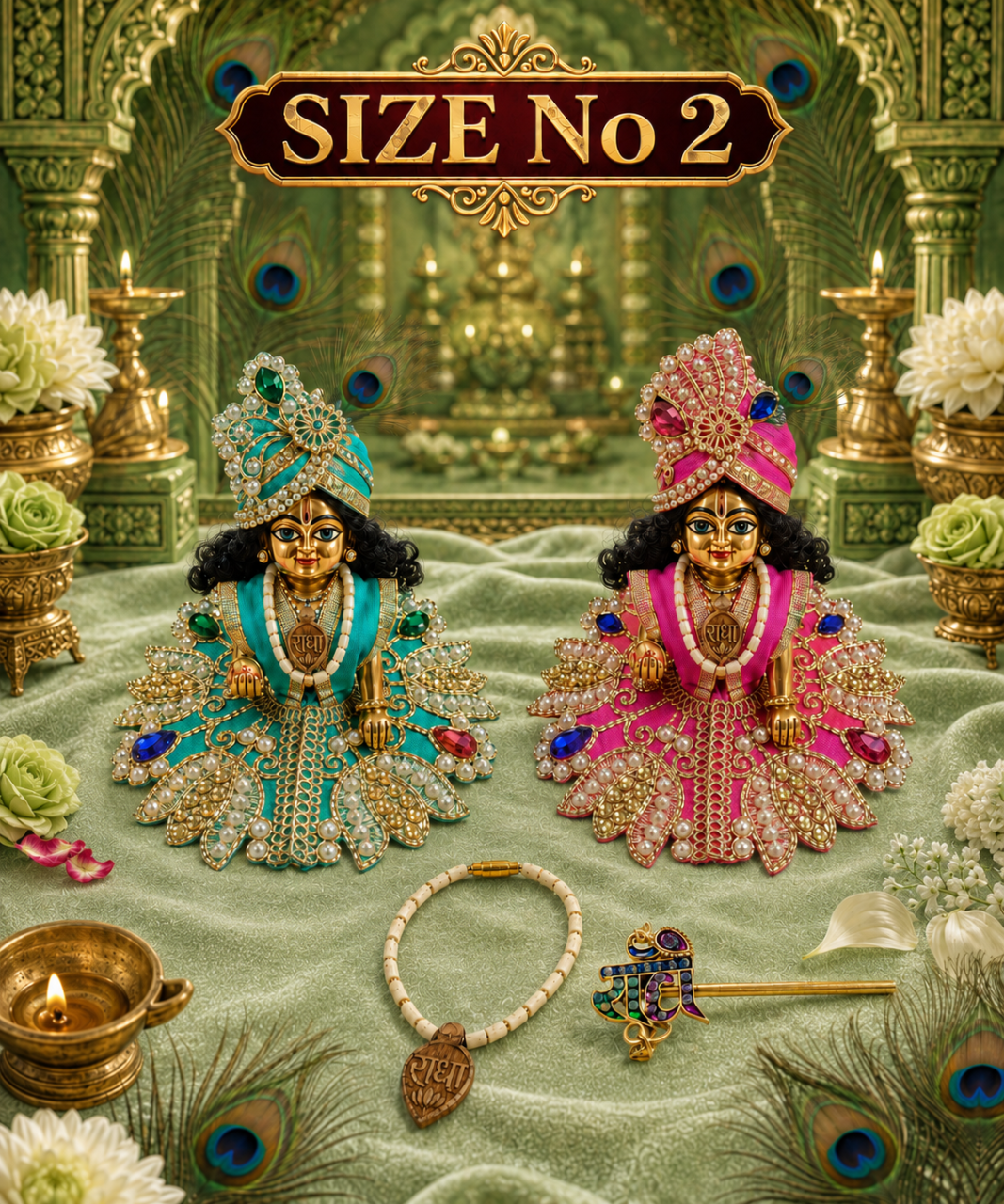 Laddu Gopal 2 Dresses and Size 2, with Free Murli & One Orignal Tulsi Mala Dress